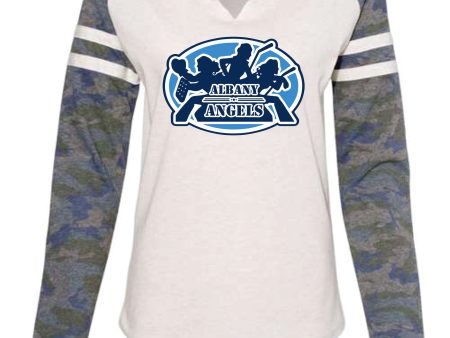 Albany Angels - Camo Sleeve Ladies 3 4 Tee - SS 3534 Cheap