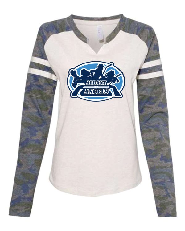 Albany Angels - Camo Sleeve Ladies 3 4 Tee - SS 3534 Cheap