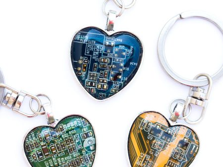 Heart key ring made of circuit board For Cheap