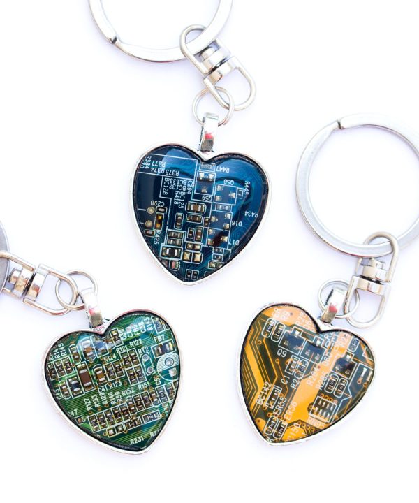 Heart key ring made of circuit board For Cheap