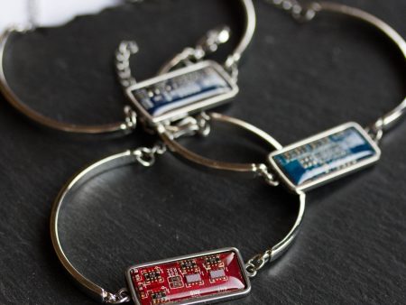 Recycled circuit board bracelet, stainless steel Cheap