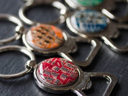 Bottle opener keychain with a circuit board For Discount