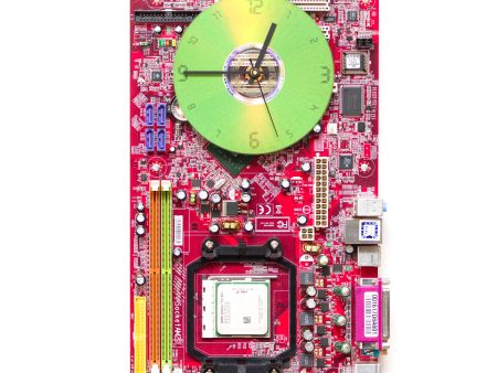 Wall Clock made of red computer motherboard Sale