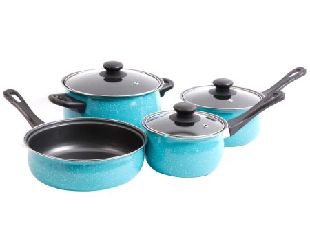 Gibson Home Casselman 7 piece Cookware Set in Turquoise For Discount