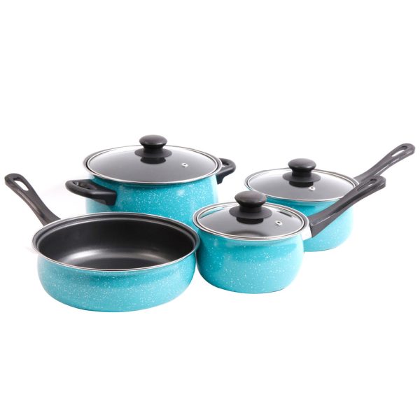 Gibson Home Casselman 7 piece Cookware Set in Turquoise For Discount