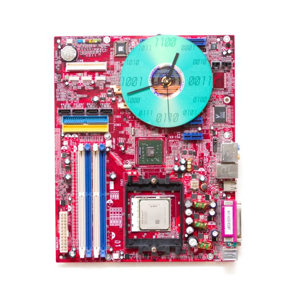 Wall Clock made of red computer motherboard Cheap