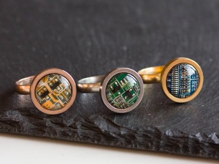 Geeky ring with circuit board piece, 12 mm Hot on Sale