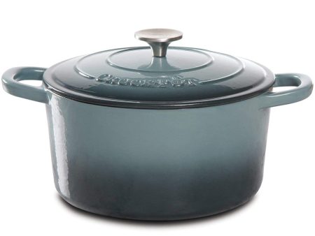 Crock Pot Artisan 5 Quart Round Enameled Cast Iron Dutch Oven in Slate Gray Sale