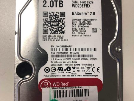 Western Digital Red WD20EFRX 2TB 3.5 Inch NAS HDD SATA 6Gbps 5400 RPM For Sale