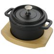 Gibson Home Campton 0.3 Quart Mini Round Cast Iron Casserole Dutch Oven with Lid and Wooden Base For Sale