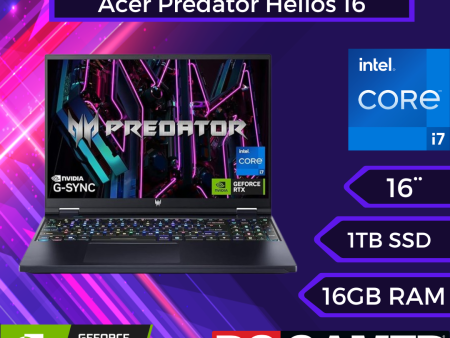 Acer Predator Helios 16 Laptop para juegos | Intel Core i7-13700HX de 13ª generación | NVIDIA GeForce RTX 4060 | Pantalla G-SYNC de 16 pulgadas 2560 x 1600 165Hz | DDR5 de 16 GB | SSD Gen 4 de 1 TB | Cheap