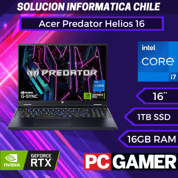 Acer Predator Helios 16 Laptop para juegos | Intel Core i7-13700HX de 13ª generación | NVIDIA GeForce RTX 4060 | Pantalla G-SYNC de 16 pulgadas 2560 x 1600 165Hz | DDR5 de 16 GB | SSD Gen 4 de 1 TB | Cheap