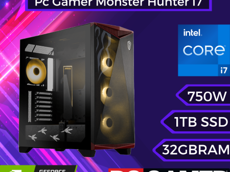 Pc Gamer Monster Hunter I7: Intel Core I7 14700KF, 32GB DDR5, SSD 1TB M.2 NVMe PCIe 4.0, RTX 4060 Ti Cheap