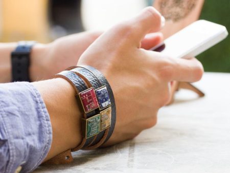 Wrap bracelet - black, brown or red leather, 5 or 8 circuit board beads, customizable Cheap