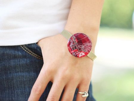 Cuff bracelet with circuit board piece Cheap