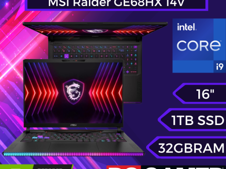 MSI Raider GE68HX 14V 16  144Hz MiniLED UHD Intel Core i9-14900HX, NVIDIA Geforce RTX 4070, 32GB DDR5, 1TB NVMe SSD, Thunderbolt 4, Cooler Boost 5, Win 11 Home: Negro 14VGG-247US Sale