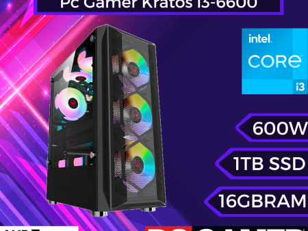 Pc Gamer Kratos: Intel i3-12100f, RX6600, RAM 16gb, SSD M.2 de 1TB For Sale