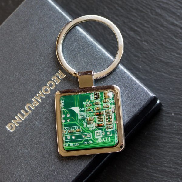 Unique keychain with circuit board piece Supply