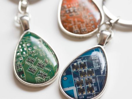 Unique circuit board keychain, drop shaped Online