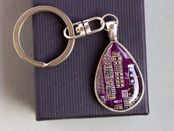 Unique circuit board keychain, drop shaped Online