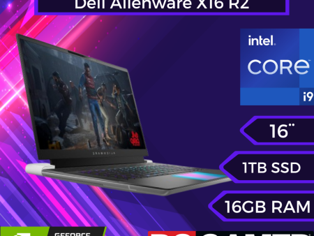 Alienware Laptop para juegos X16 R2 - Pantalla QHD+ 240Hz de 3ms de 16 pulgadas, Intel Core Ultra 9-185H, 16GB LPDDR5X RAM, 1TB SSD, NVIDIA GeForce RTX 4080 12GB GDDR6, Windows 11 Home For Sale