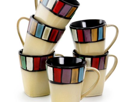 Elama Melange 6 Piece 14 Ounce Multicolored Stoneware Mugs on Sale