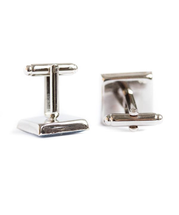 Cufflinks and tie clip set, square + long, palladium plated, resin Online