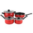 Casselman 7 piece Cookware Set in Red with Bakelite Snow Handle For Cheap