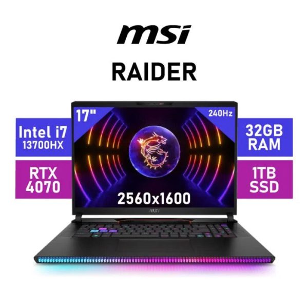 MSI RAIDER GE78HX 13VG-021ZA i7-13700HX   17  WQXGA 240Hz   16GB DDR5 RAM   GeForce RTX 4070 8GB   1.5TB Gen4 NVMe SSD   Windows 11 Home   Core Black Cheap