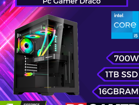 Pc Gamer Draco: Intel Core i5 12400F, SSD M.2 1TB, RAM 16GB, RTX 4060, Wifi Discount