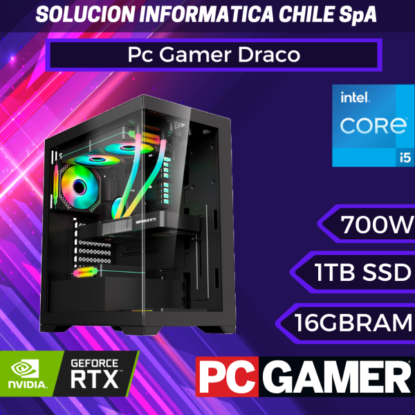 Pc Gamer Draco: Intel Core i5 12400F, SSD M.2 1TB, RAM 16GB, RTX 4060, Wifi Discount