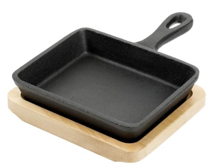 Gibson Home Campton 5.3 Inch Mini Square Cast Iron Frying Pan with Wooden Base Discount