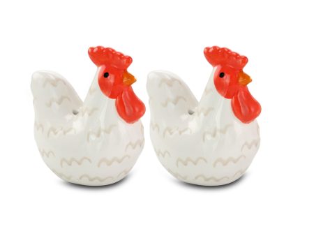 Urban Market Life on the Farm Collection Stoneware Rooster Matching Salt and Pepper Shaker Set Online Hot Sale