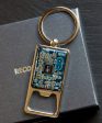 Bottle opener keychain with a circuit board piece Cheap