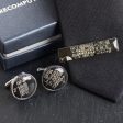 Cufflinks and tie clip set, stainless steel For Sale