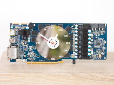 Desk clock - Recycled slim graphics card clock, unique office clock, blue circuit board Online Hot Sale