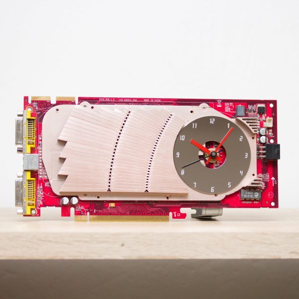 Desk clock for miner - Recycled red graphics card Sale