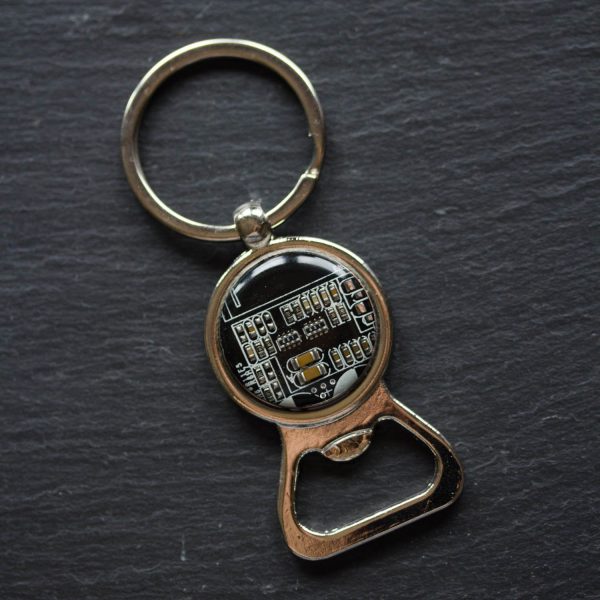 Bottle opener keychain with a circuit board on Sale