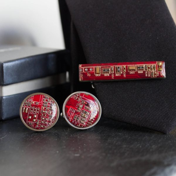 Cufflinks and tie clip set, stainless steel For Sale