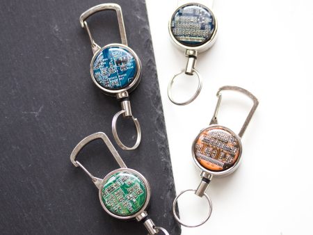 Retractable badge holder, recycled Circuit board, retractable lanyard, coworker Gift, office gift, Graduation Gift Sale