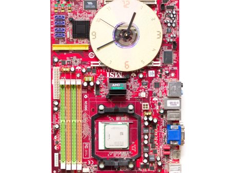 Wall Clock made of red computer motherboard For Cheap