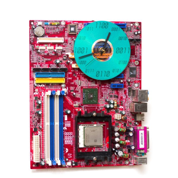 Wall Clock made of red computer motherboard Cheap