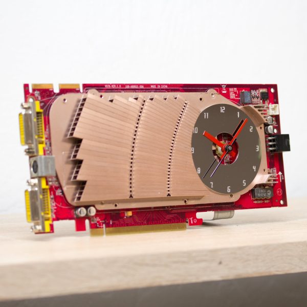 Desk clock for miner - Recycled red graphics card Sale