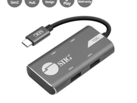 SIIG Accessory JU-H40G11-S1 4-Port USB 3.1 Gen 2 10G Hub 2A2C Iron Gray Brown Box Online