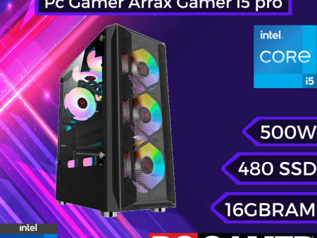 Pc Gamer Arrax Gamer i5 pro: Intel i5-12400, UHD 730, SSD Sata 480 GB, RAM 16 GB, Wifi Online