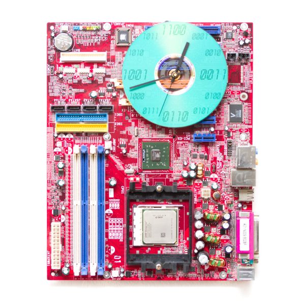 Wall Clock made of red computer motherboard Cheap