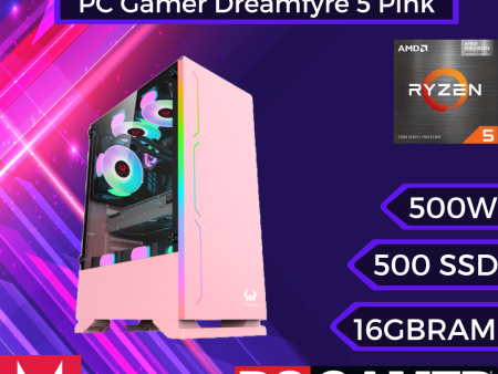 PC Gamer Dreamfyre 5 Pink: Ryzen 5 5600G, SSD M.2, RAM 16GB (3200MHz, D-Channel) on Sale