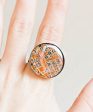 Round ring, 22 mm, antiqued metal, adjustable, resin Cheap