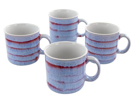 Meritage Blurry II 4 Piece 19 Ounce Round Stoneware Mug Set in Red Sale