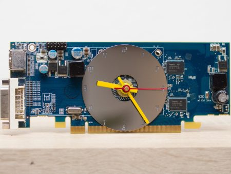 Desk clock - Recycled slim graphics card clock, unique office clock, blue Fashion